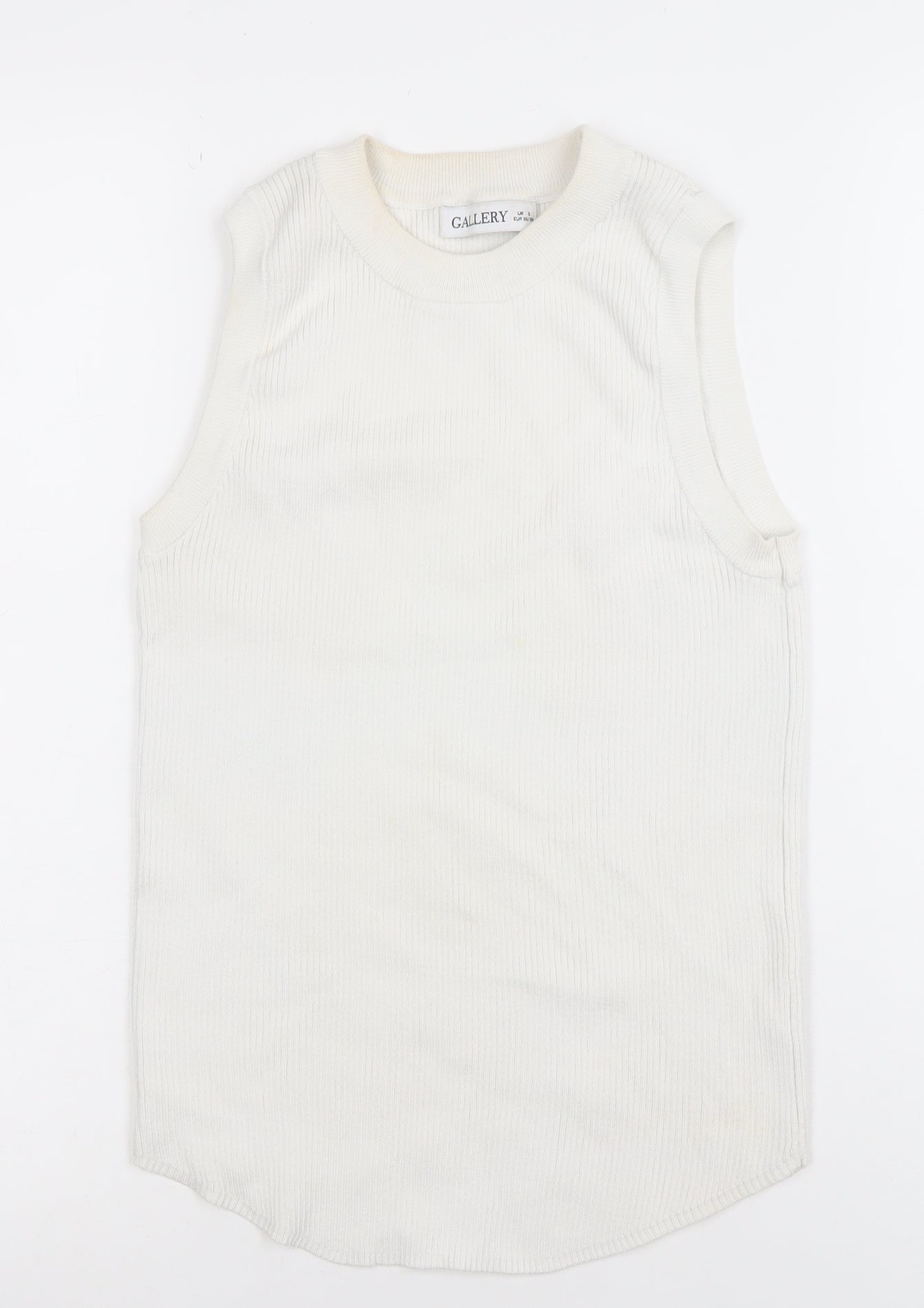 Gallery Women Ivory Sleeveless Ribbed Tank Top UK S
