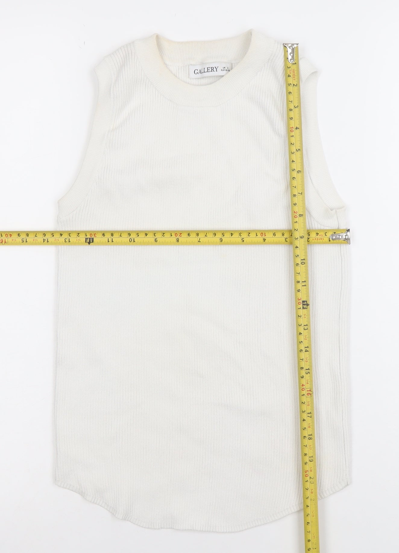 Gallery Women Ivory Sleeveless Ribbed Tank Top UK S