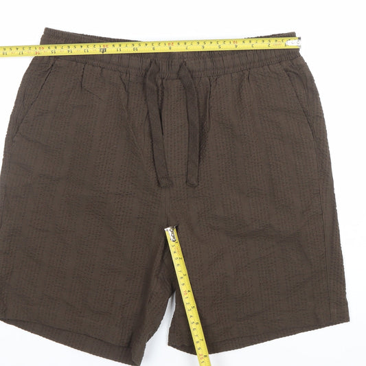 Denim & Co Mens Brown Relaxed Fit Cotton Shorts Size S