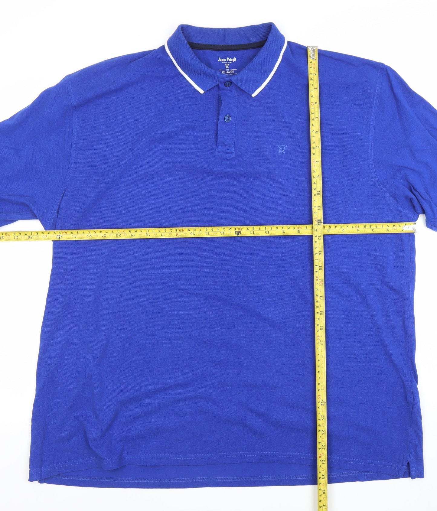 James Pringle Men's Blue 2XL Cotton Short Sleeve Polo Shirt