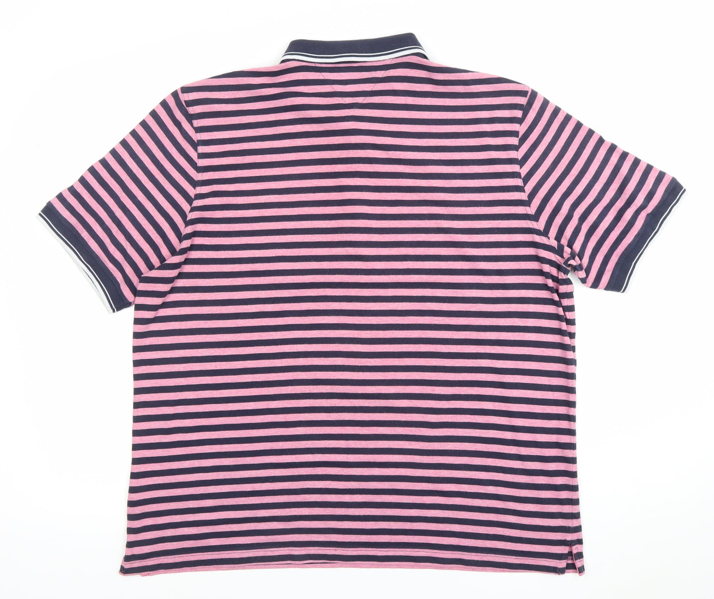 Lincoln Men's Pink Navy Striped Polo Shirt XL Cotton Blend Casual