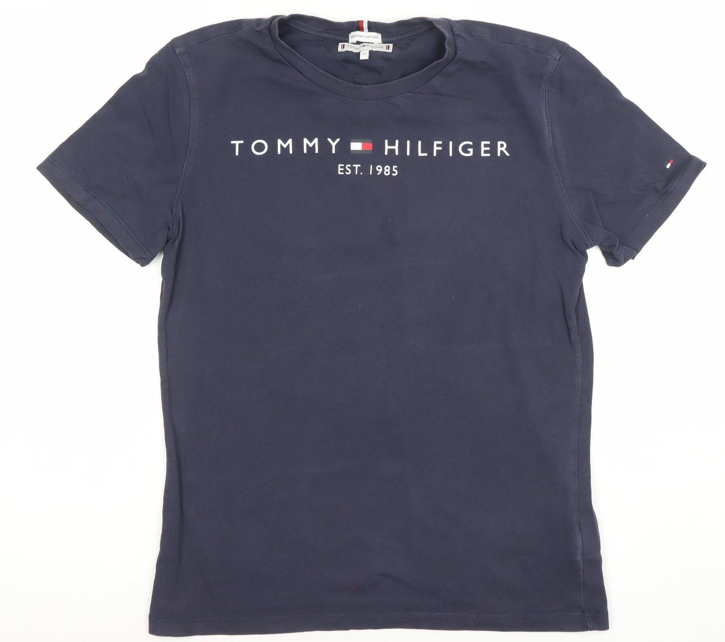Tommy Hilfiger Boys Navy Blue 164 Regular Fit Cotton Logo T-Shirt