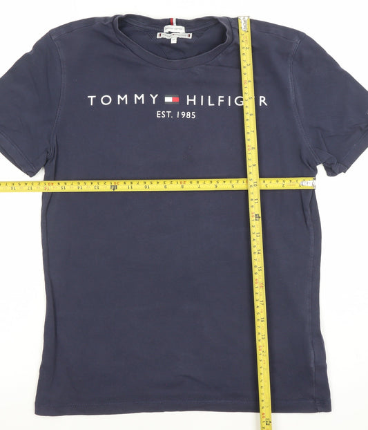 Tommy Hilfiger Boys Navy Blue 164 Regular Fit Cotton Logo T-Shirt