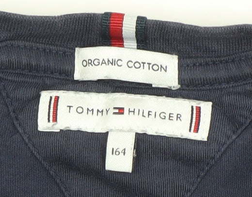 Tommy Hilfiger Boys Navy Blue 164 Regular Fit Cotton Logo T-Shirt