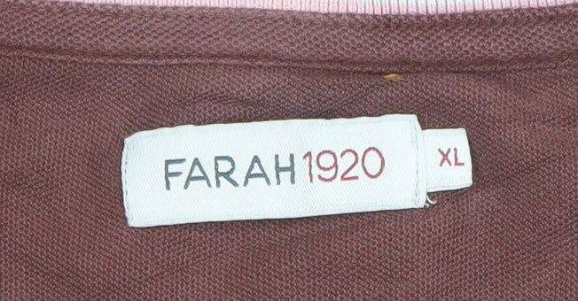 Farah 1920 Men's Brown XL Crew Neck Cotton Short Sleeve T-Shirt