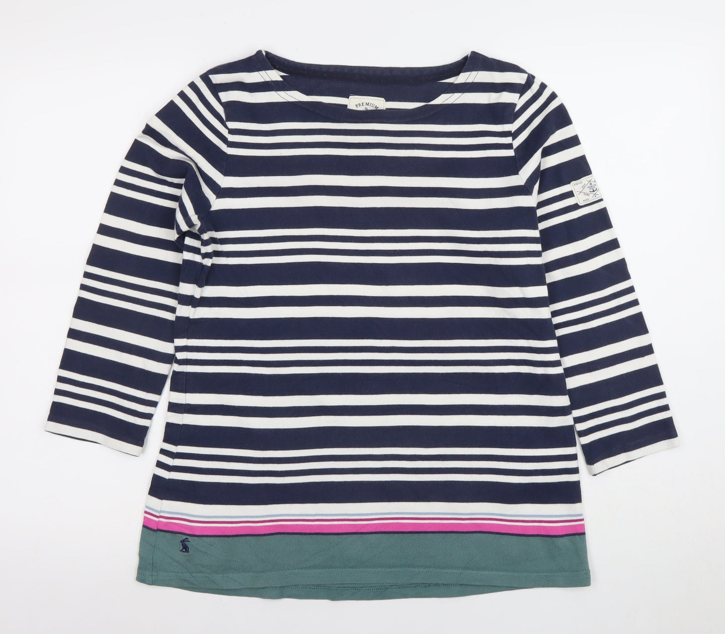 Joules Women’s Blue Striped 3/4 Sleeve Cotton Nautical T-Shirt Size 12