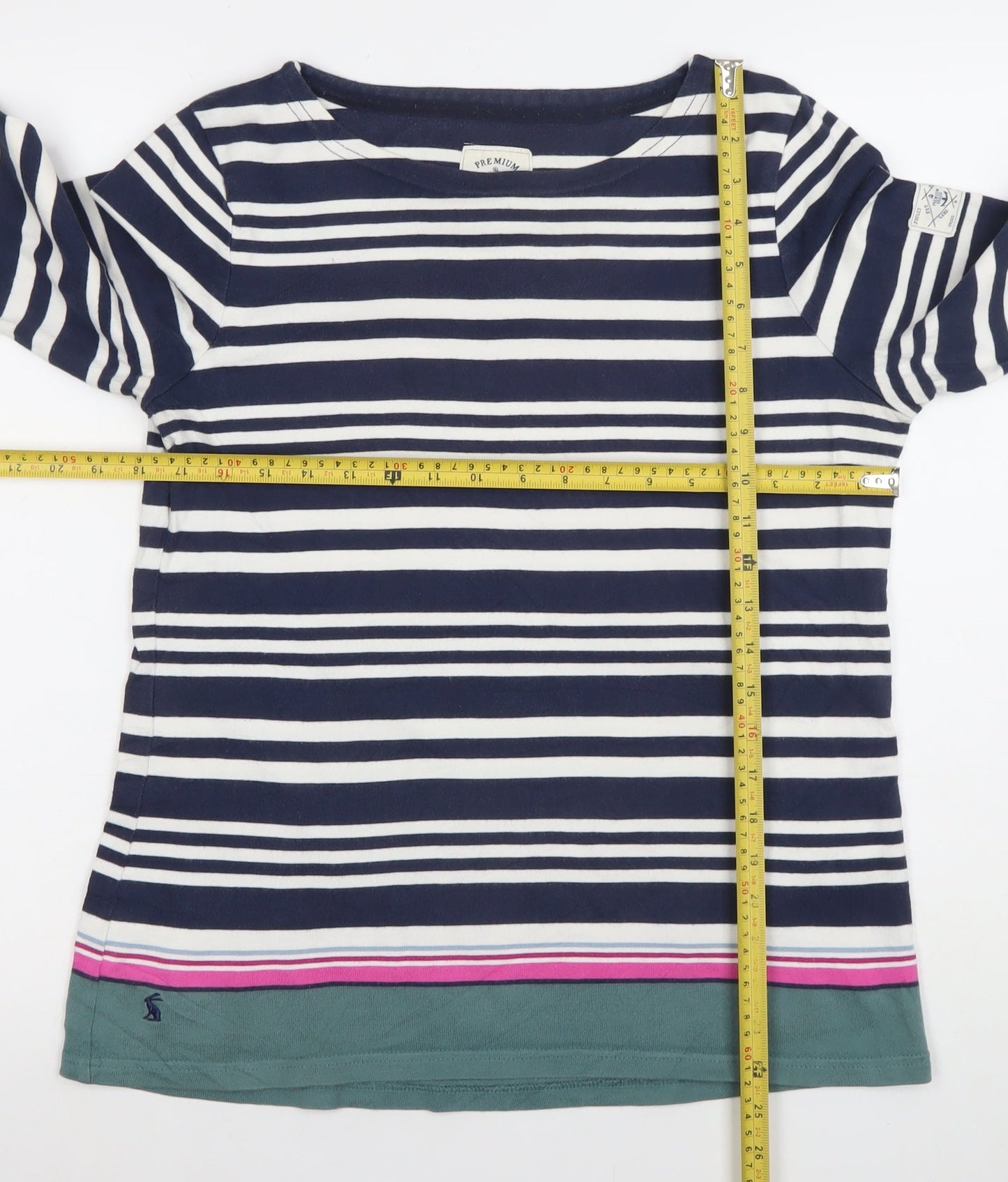 Joules Women’s Blue Striped 3/4 Sleeve Cotton Nautical T-Shirt Size 12