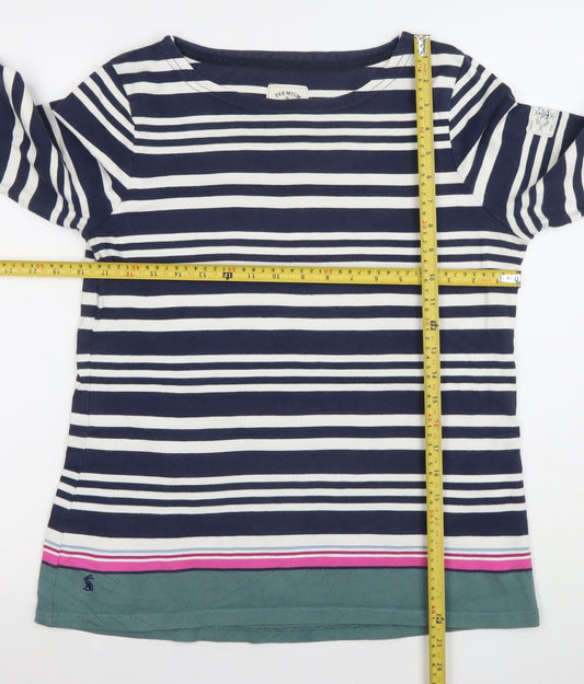 Joules Women’s Blue Striped 3/4 Sleeve Cotton Nautical T-Shirt Size 12