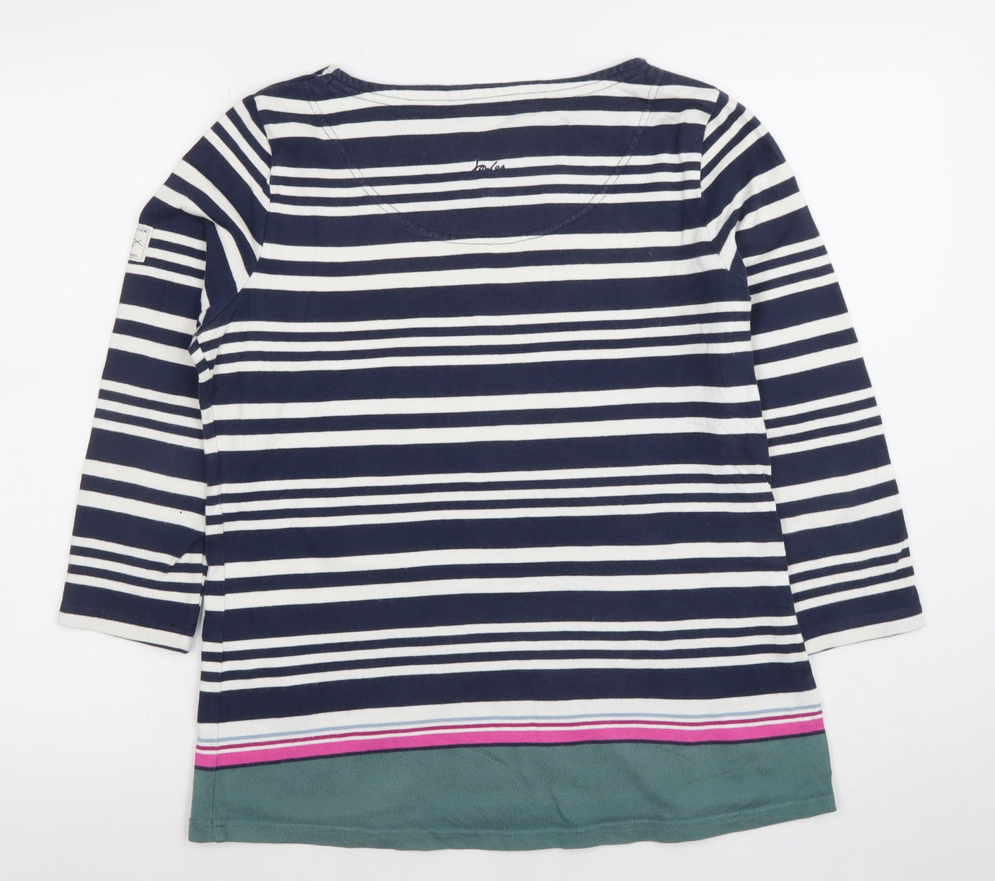 Joules Women’s Blue Striped 3/4 Sleeve Cotton Nautical T-Shirt Size 12