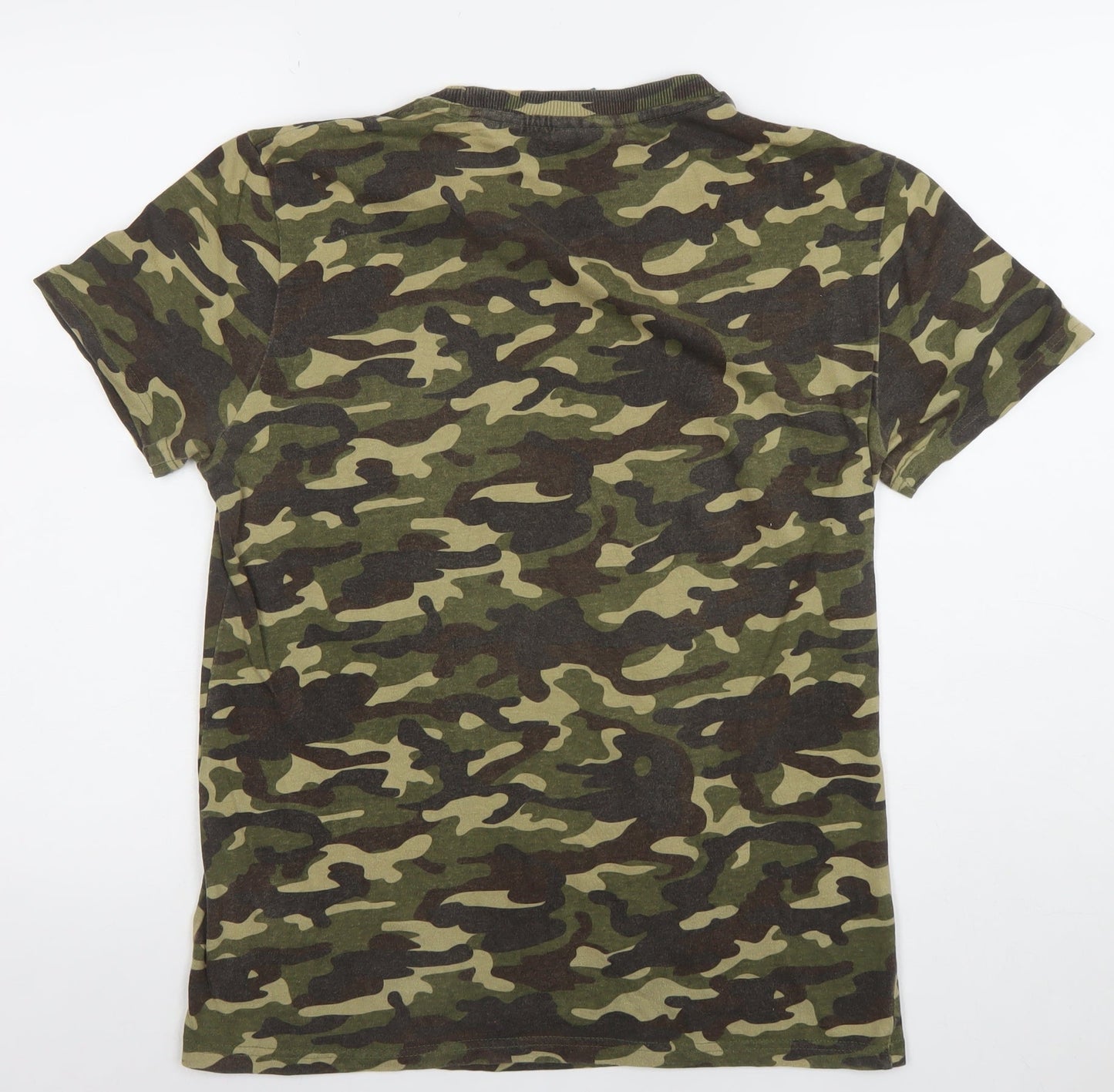 Superdry Men's Green Camouflage Graphic Tiger T-Shirt Size S