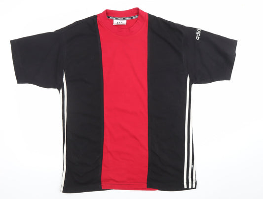 Adidas Men's Vintage Red Black Colourblock T-Shirt Size M Sports Jersey