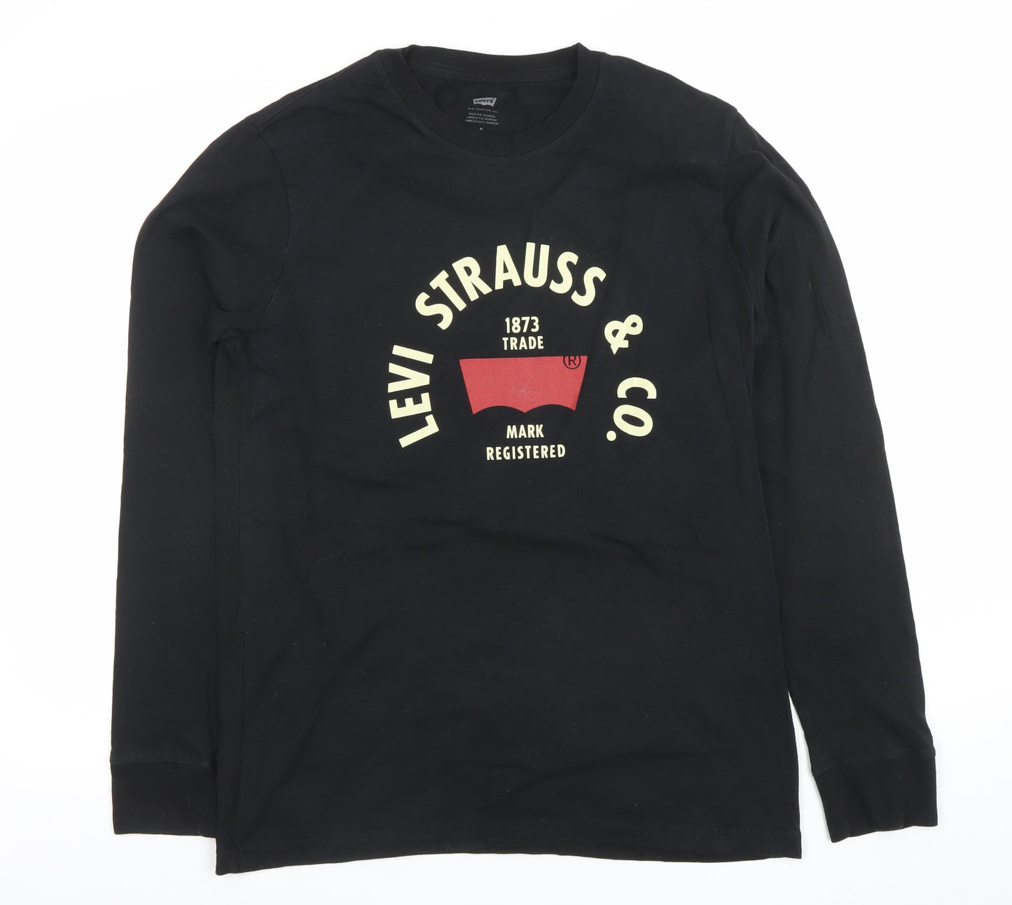 Levi's Men's Black Long Sleeve Logo Crew Neck Cotton T-Shirt M