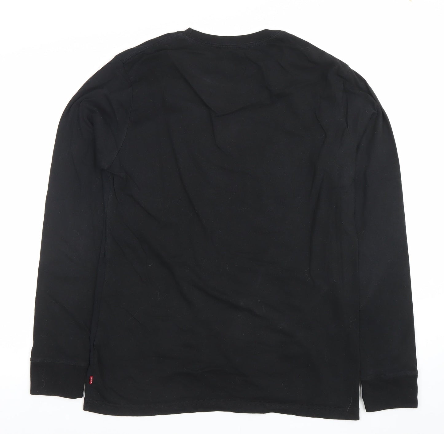 Levi's Men's Black Long Sleeve Logo Crew Neck Cotton T-Shirt M