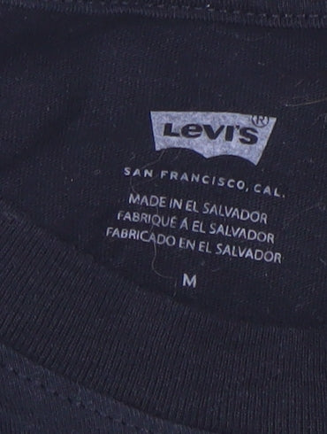 Levi's Men's Black Long Sleeve Logo Crew Neck Cotton T-Shirt M