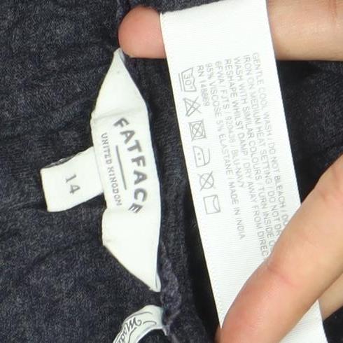 FatFace Womens Grey Long Sleeve Button-Up Jersey Top Size 14