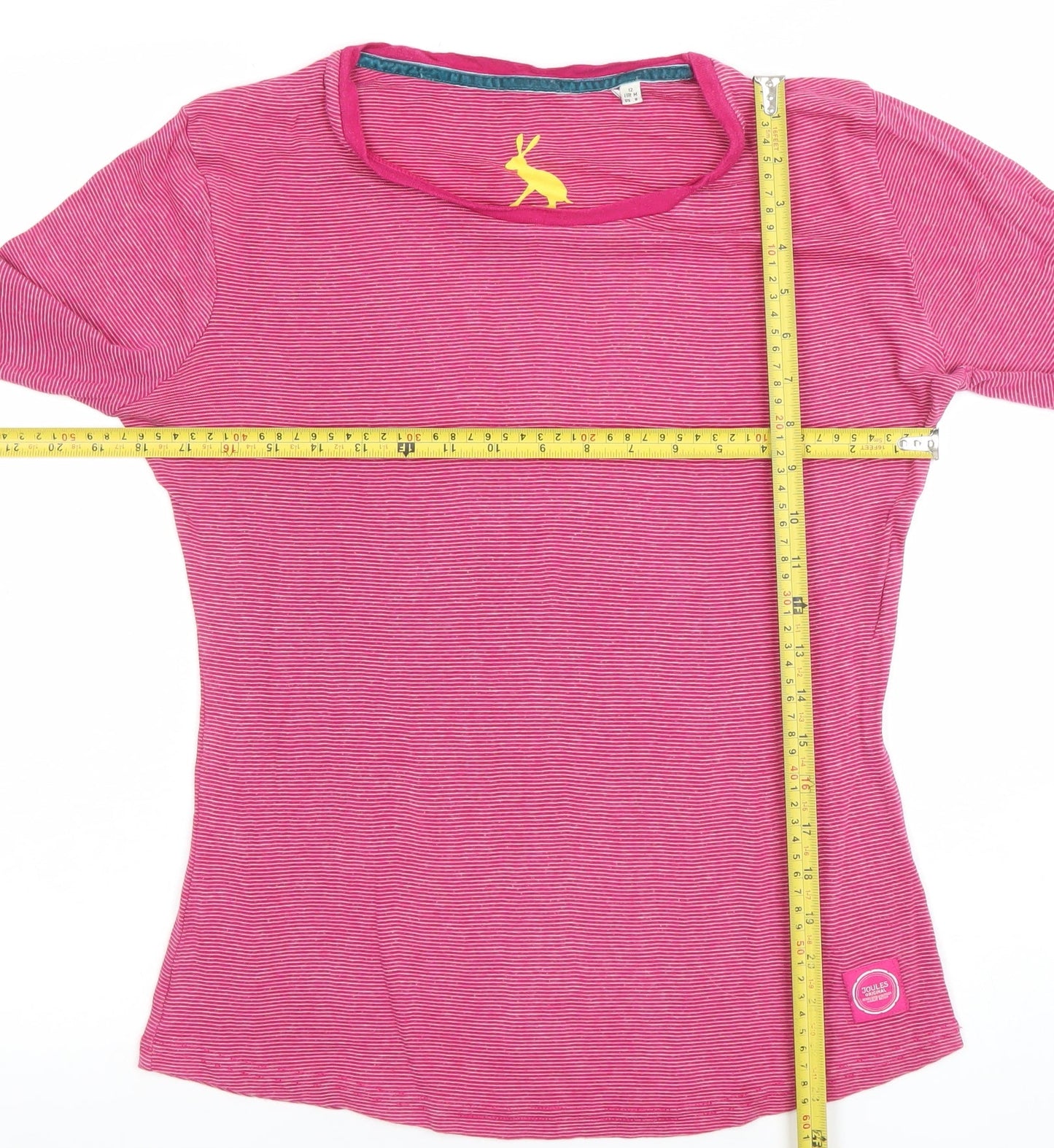 Joules Women’s Pink Striped Long Sleeve T-Shirt Size 12 Cotton