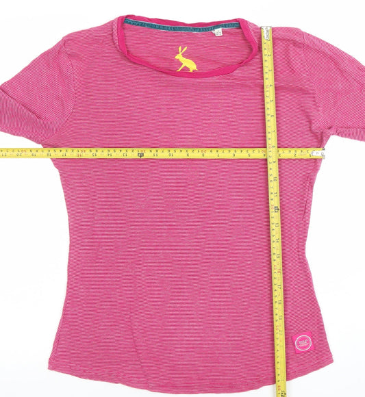 Joules Women’s Pink Striped Long Sleeve T-Shirt Size 12 Cotton