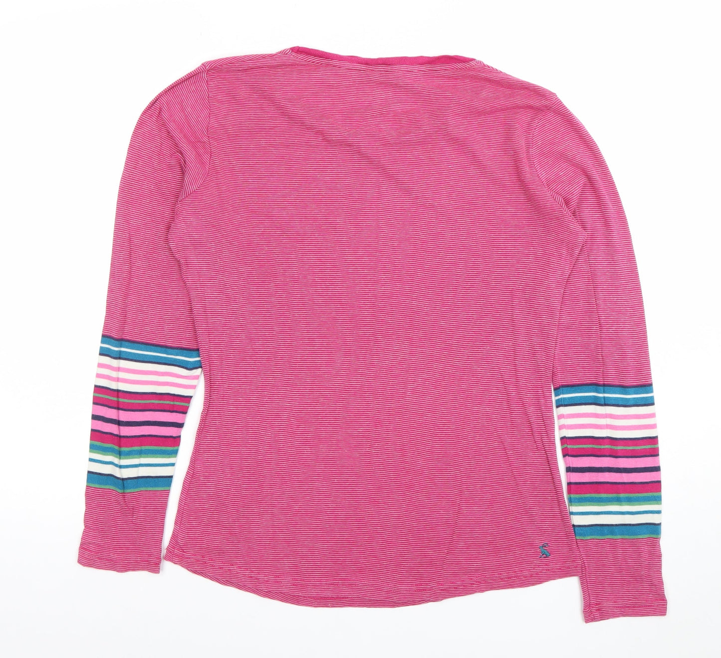 Joules Women’s Pink Striped Long Sleeve T-Shirt Size 12 Cotton