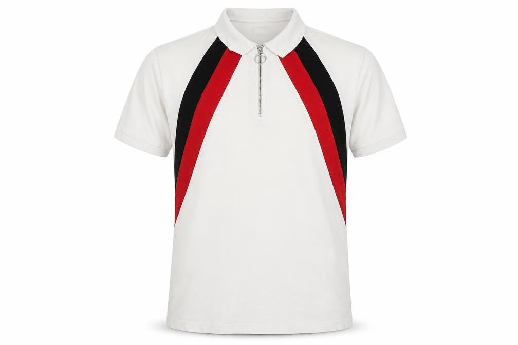 Topman Men’s White Retro Colourblock Zip Polo Shirt Size M