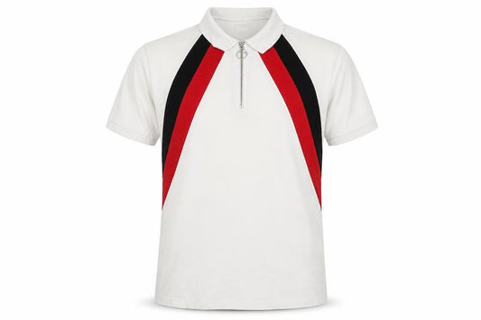 Topman Men’s White Retro Colourblock Zip Polo Shirt Size M