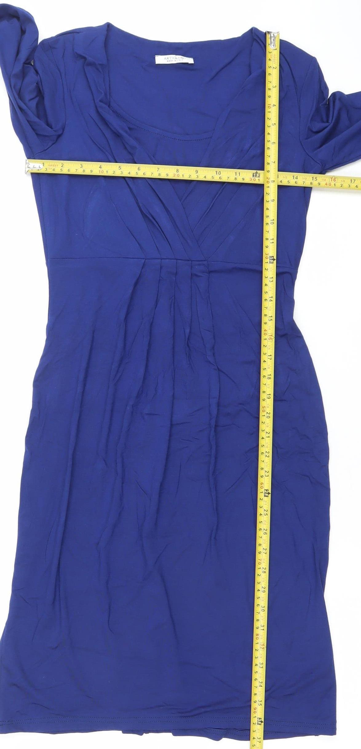 Artigiano Women’s Blue Bodycon Jersey Knee Length Dress UK 8
