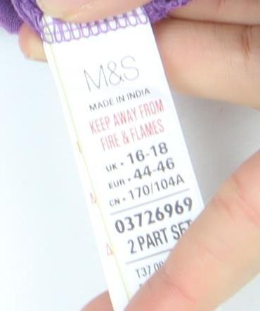 Marks and Spencer Womens Purple 3/4 Sleeve Scoop Neck Cotton T-Shirt Size 18