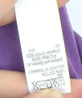 Marks and Spencer Womens Purple 3/4 Sleeve Scoop Neck Cotton T-Shirt Size 18
