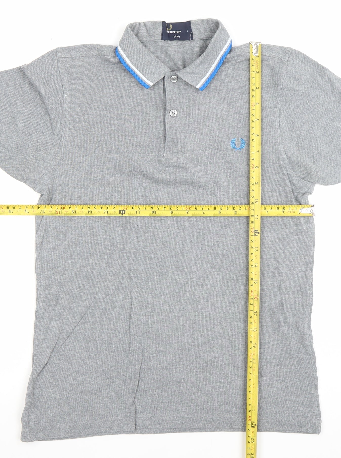 Fred Perry Men's Grey Slim Fit Polo Shirt S Short Sleeve Cotton