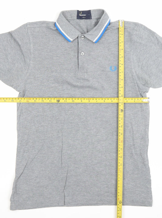 Fred Perry Men's Grey Slim Fit Polo Shirt S Short Sleeve Cotton