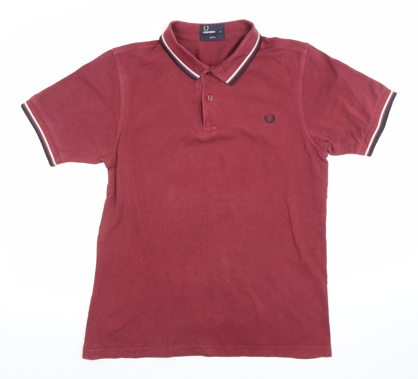 Fred Perry Men's Red Slim Fit Cotton Polo Shirt Size M