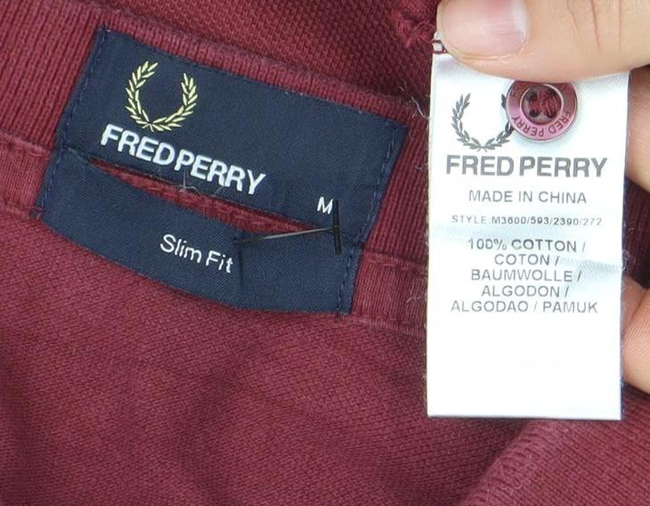 Fred Perry Men's Red Slim Fit Cotton Polo Shirt Size M