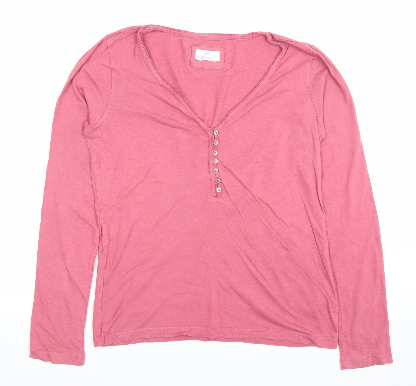 FatFace Women Pink Cotton Modal Long Sleeve Pyjama Top UK 10