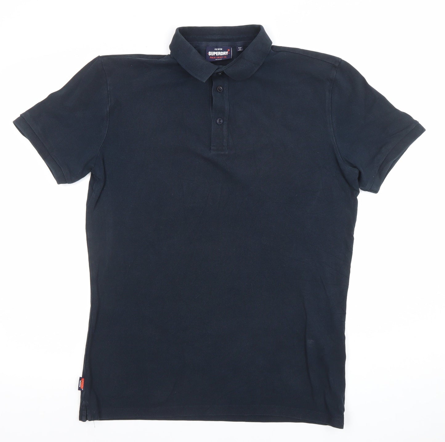 Superdry Men's Black Cotton Slim Fit Polo Shirt Medium
