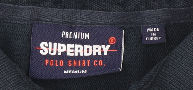 Superdry Men's Black Cotton Slim Fit Polo Shirt Medium