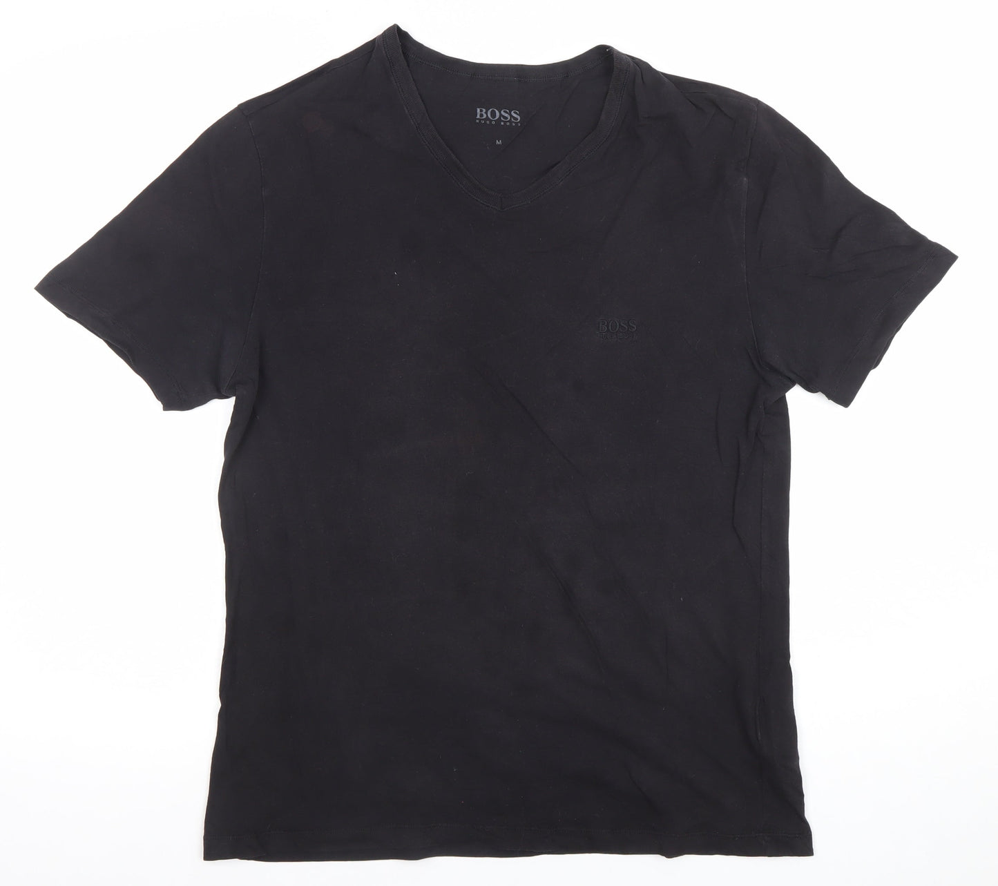 Hugo Boss Men's Black V-Neck Cotton T-Shirt Size M Regular Fit