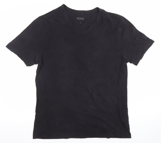 Hugo Boss Men's Black V-Neck Cotton T-Shirt Size M Regular Fit