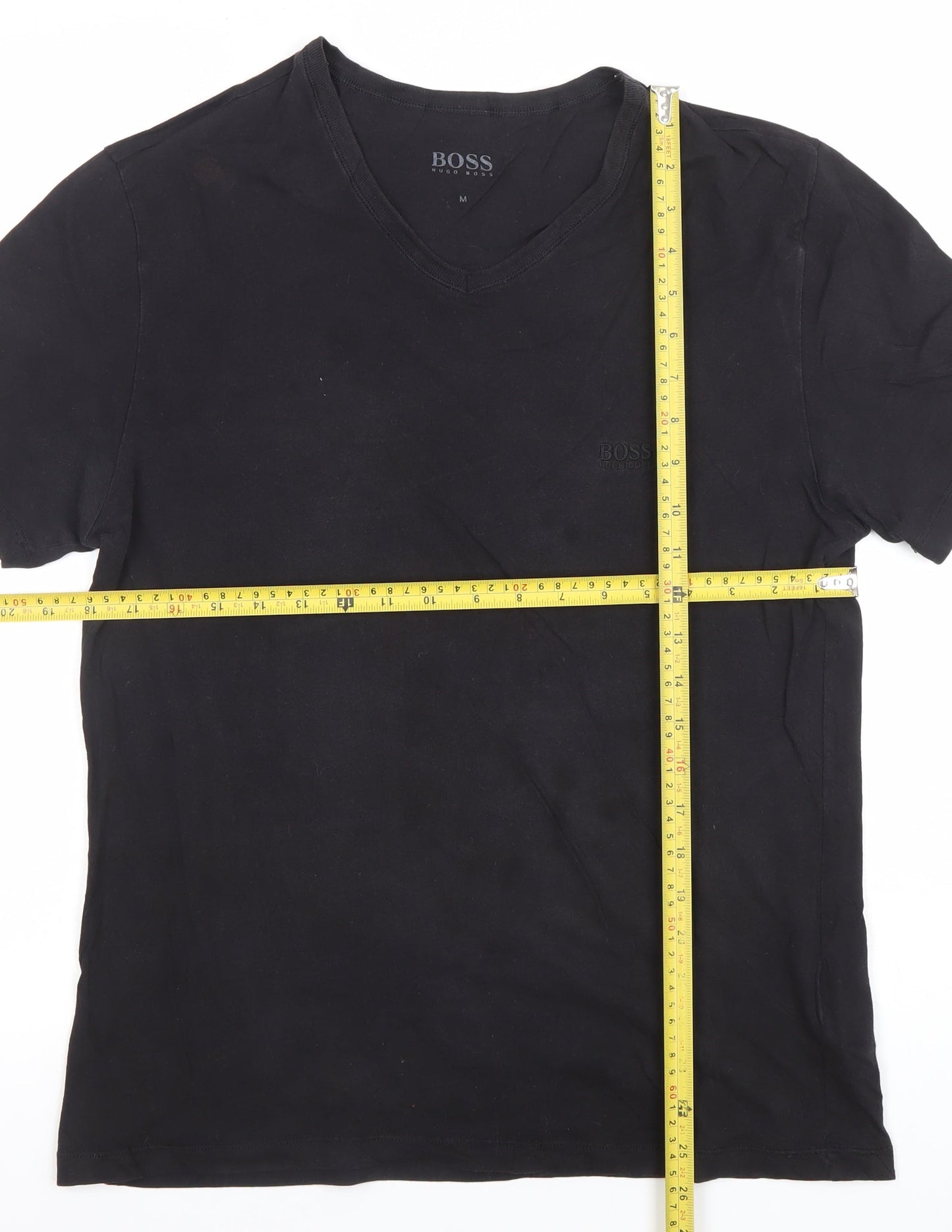 Hugo Boss Men's Black V-Neck Cotton T-Shirt Size M Regular Fit