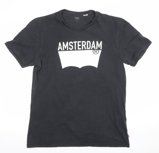 Levi's Men's Black Amsterdam Graphic Cotton T-Shirt Size M