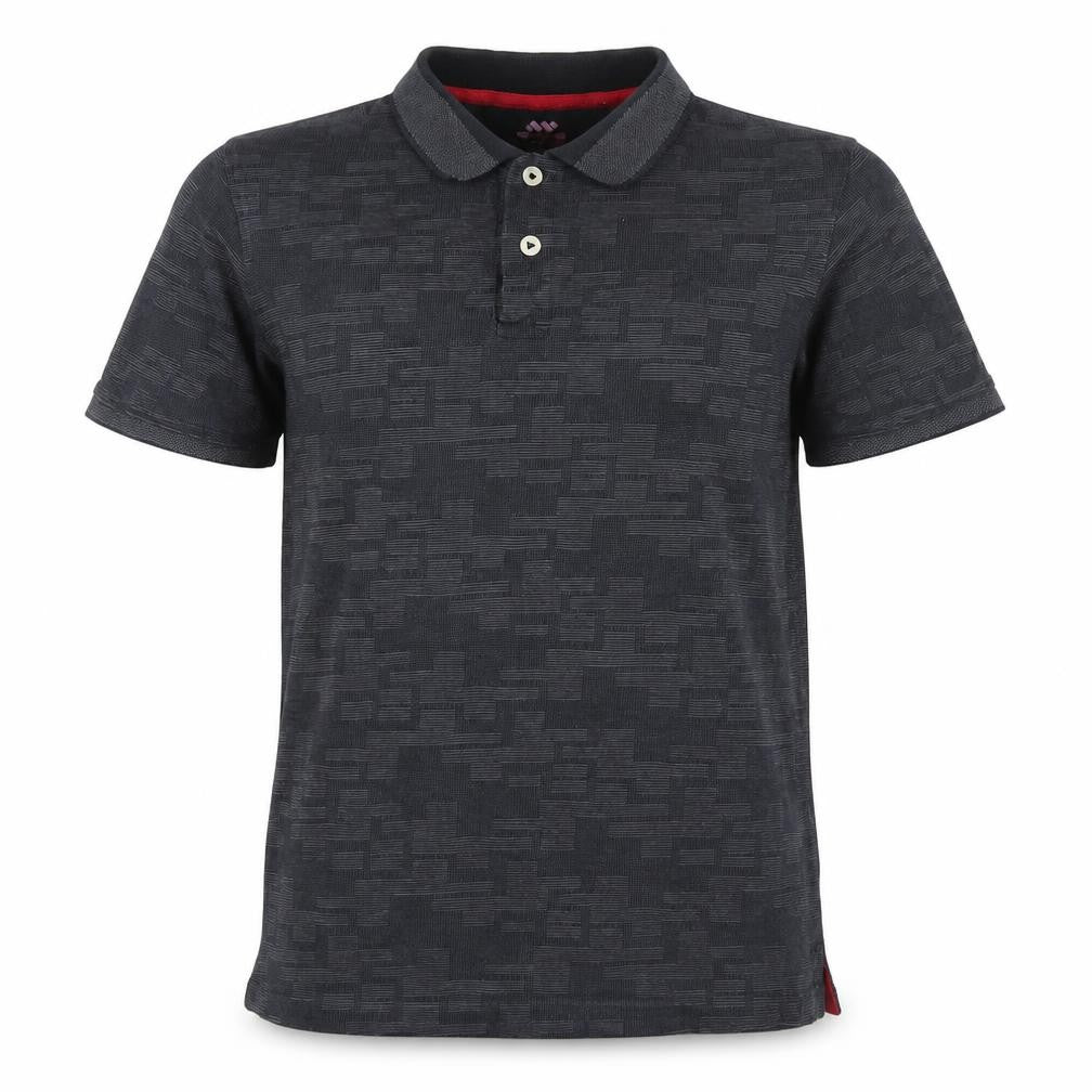 Spunk Men's Black Geometric Cotton Blend Polo Shirt L Athletic Fit