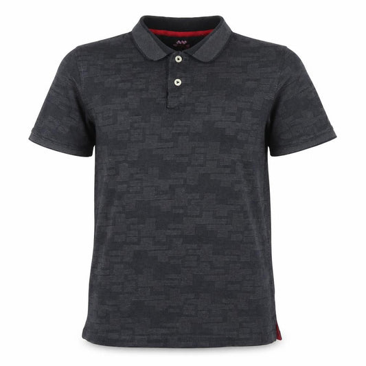 Spunk Men's Black Geometric Cotton Blend Polo Shirt L Athletic Fit