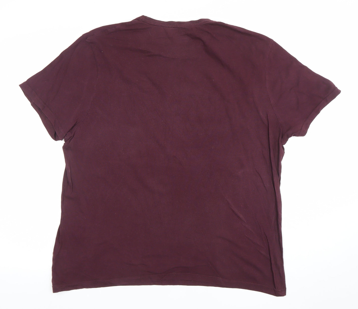 Marks and Spencer Men's Burgundy Graphic 'Just Chillin’' Cotton T-Shirt Size L