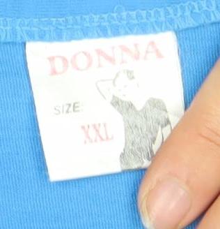 Donna Womens Blue 2XL Sleeveless Embroidered Cotton Blend Tank Top