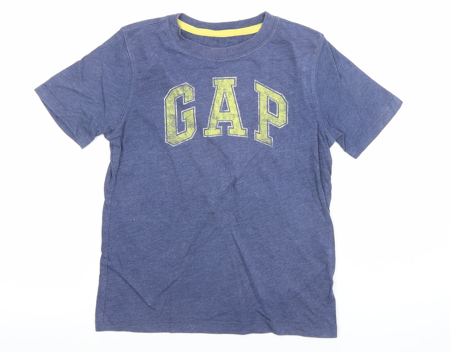 GAP Boys Blue Logo T-Shirt 6-7 Years Short Sleeve Cotton Blend