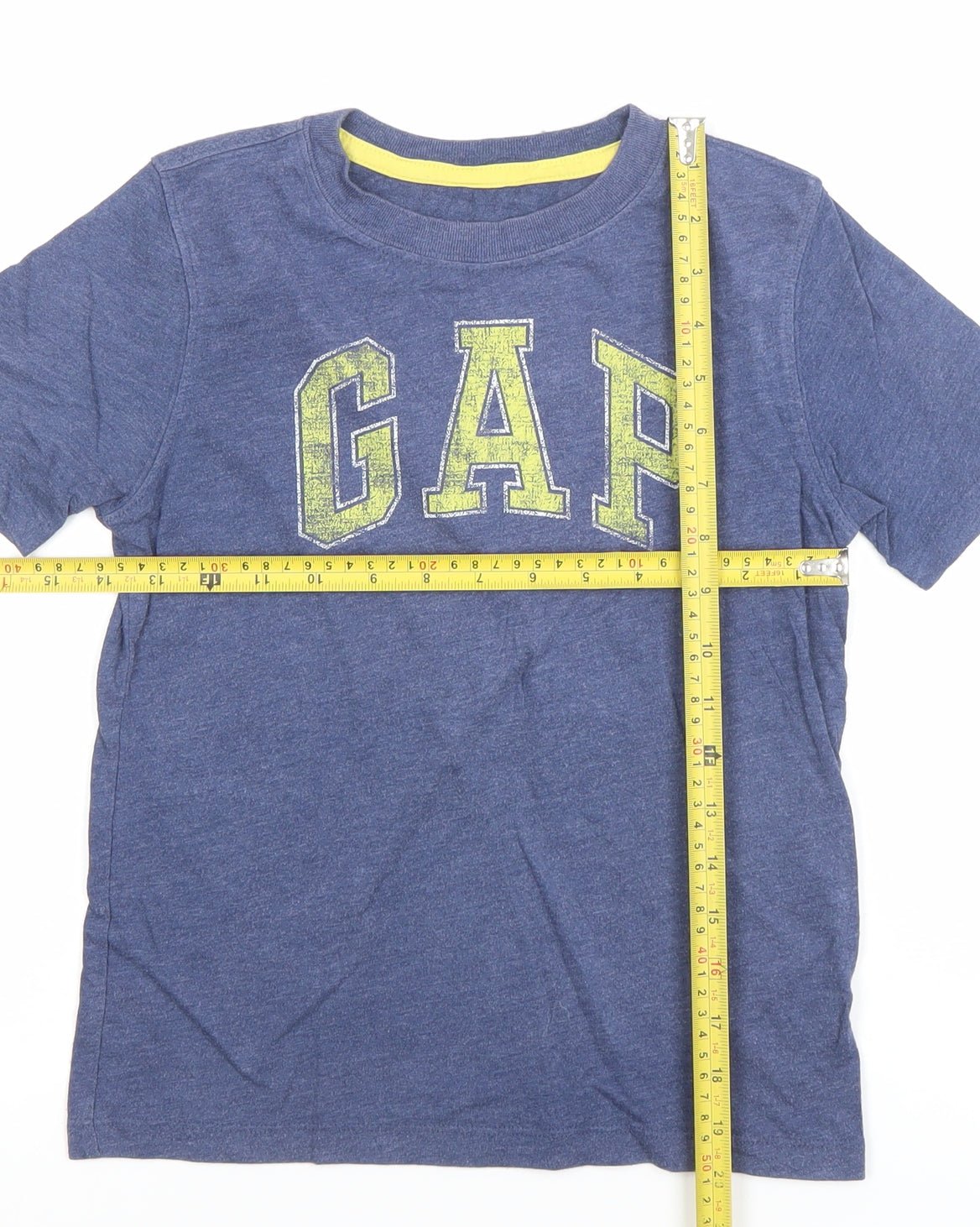 GAP Boys Blue Logo T-Shirt 6-7 Years Short Sleeve Cotton Blend