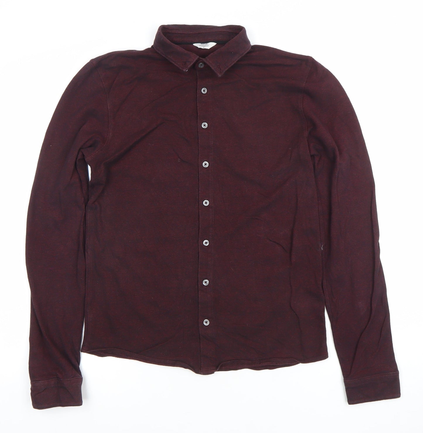 Next Men's Burgundy Long Sleeve Button-Up Shirt Size Small