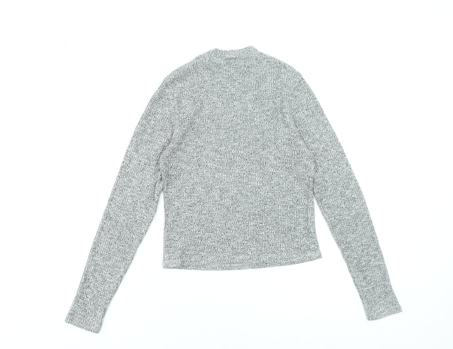 River Island Women’s Grey Knit Mock Neck Long Sleeve Top Size 14