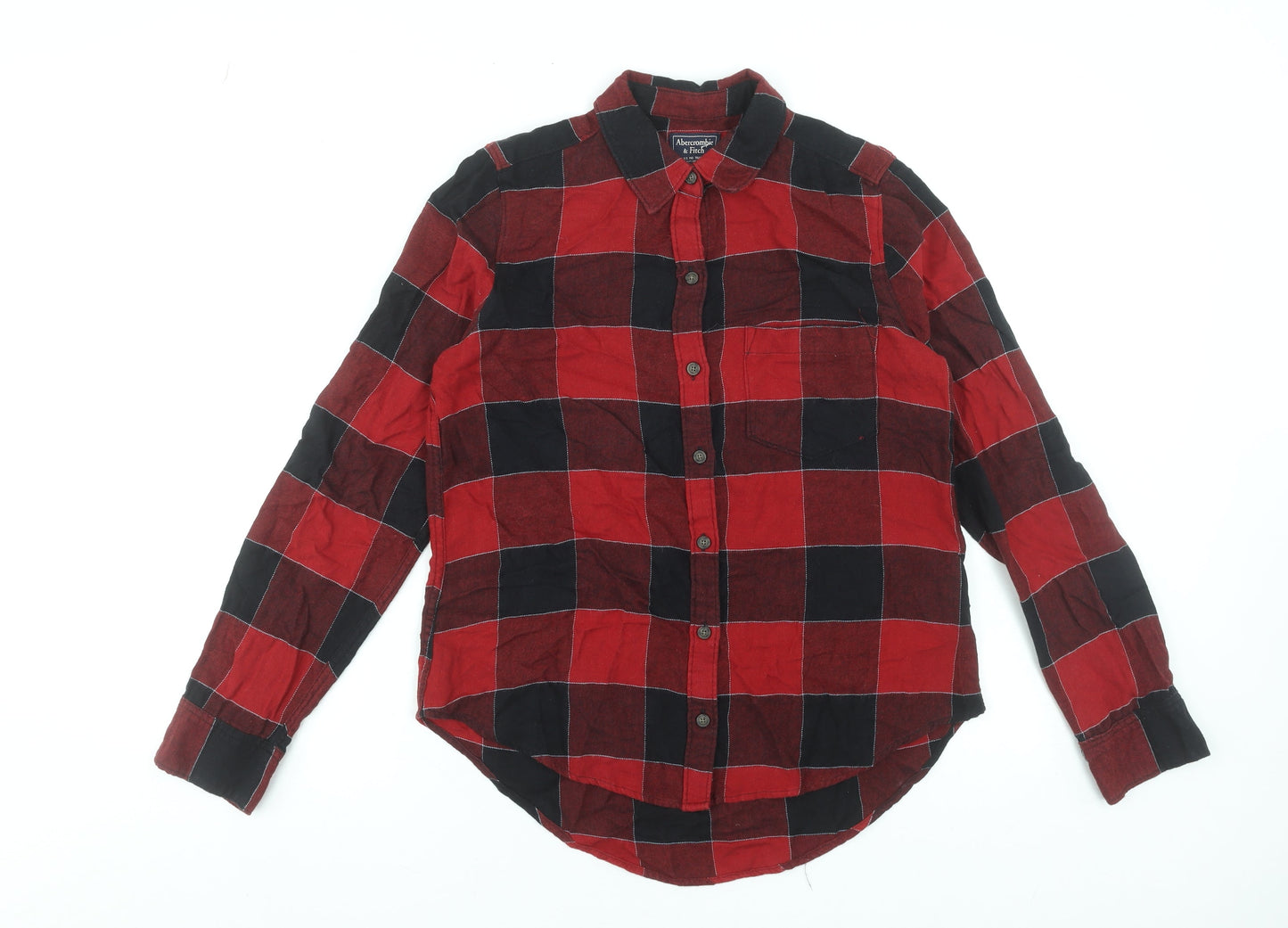 Abercrombie & Fitch Women’s Red Check Flannel Button-Up Shirt Size S