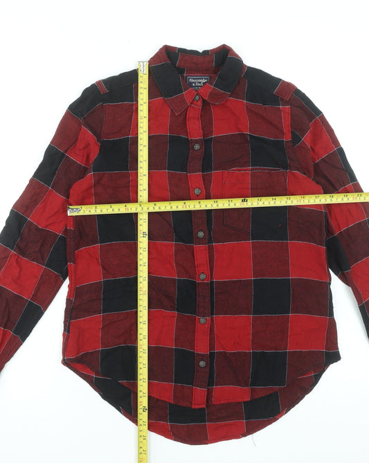 Abercrombie & Fitch Women’s Red Check Flannel Button-Up Shirt Size S