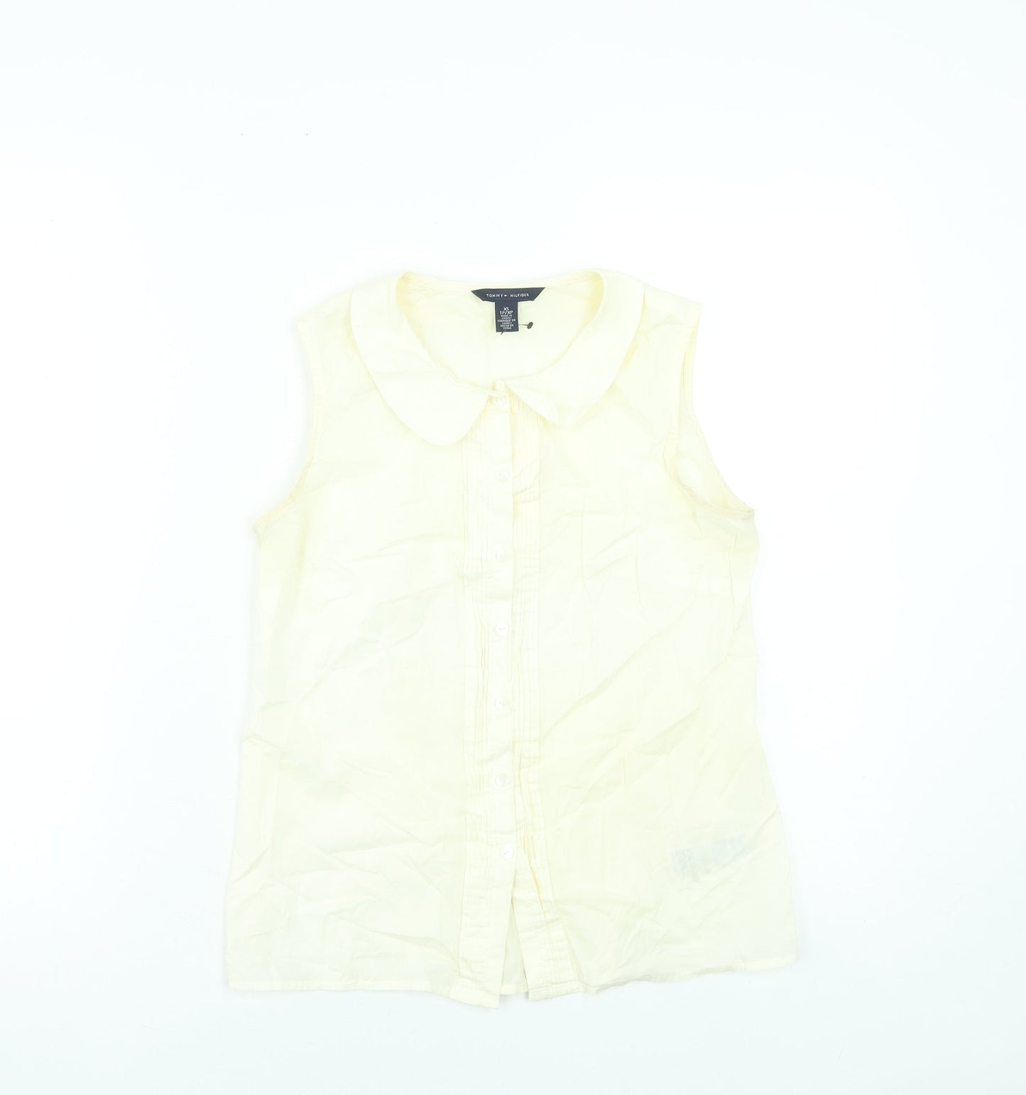 Tommy Hilfiger Women's Beige Sleeveless Button-Up Cotton Shirt XS