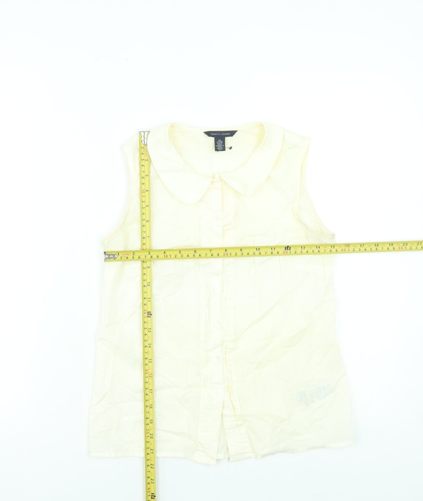 Tommy Hilfiger Women's Beige Sleeveless Button-Up Cotton Shirt XS